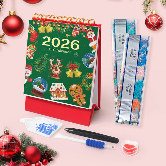 ColourMost™ 2026 Desk Calendar Series – Christmas /Diamond Painting(17cm x 15cm)
