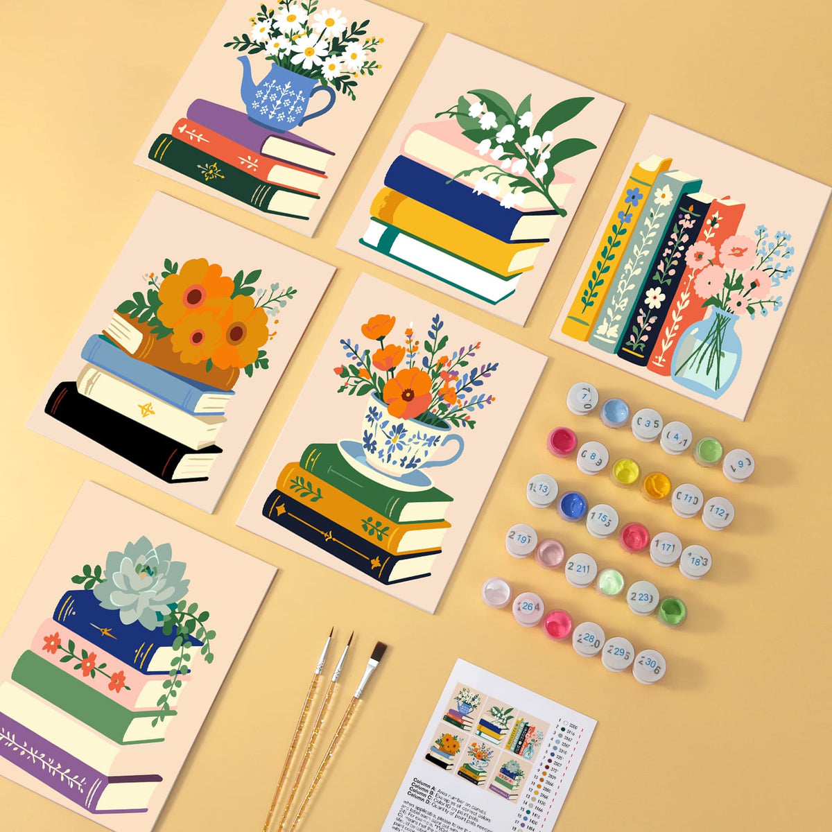 Mini Paint by Numbers Kit – Bloom & Books | 6 Canvas Panels