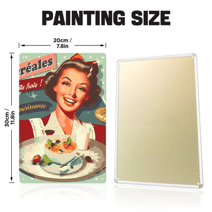 ColourMost™ Metal Bar/Posters Art Paint By Numbers- Vintage Breakfast Lady #18 (20x30cm /7.8"x11.8"）