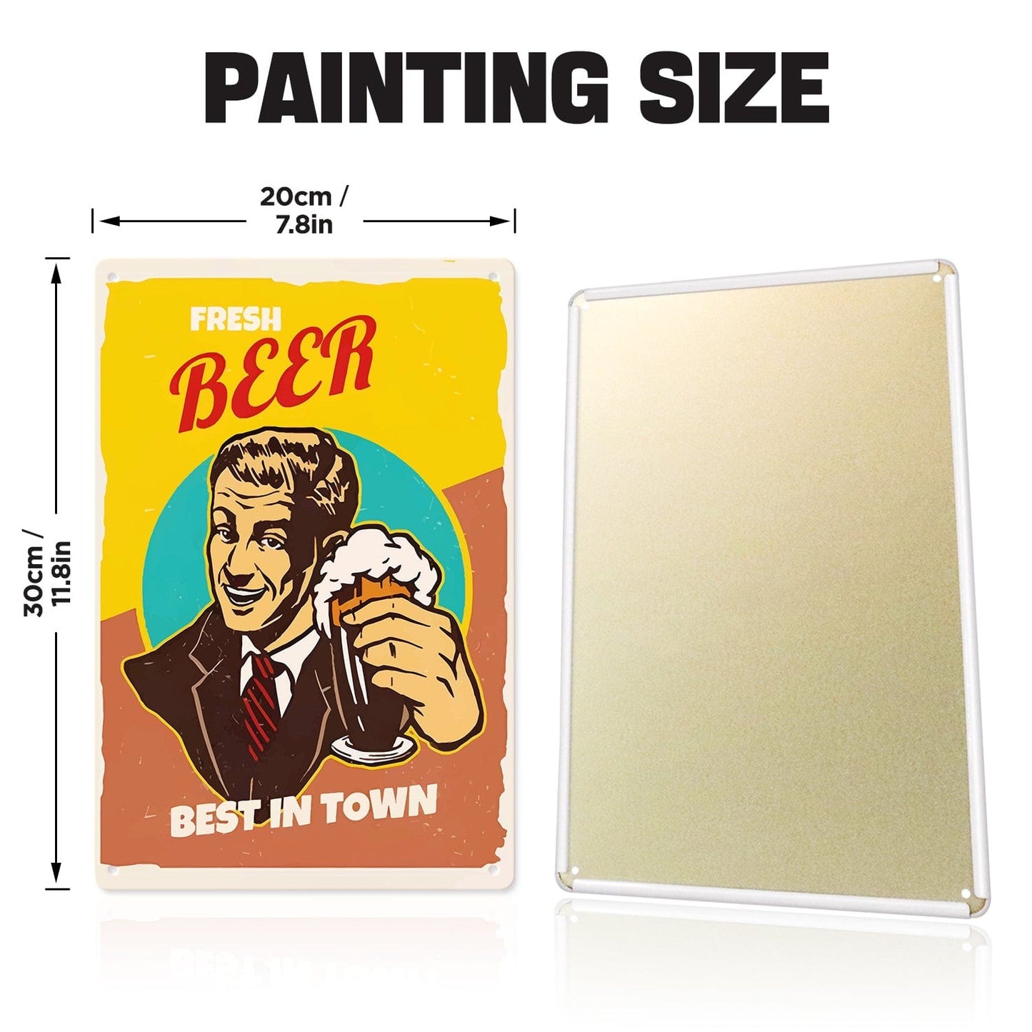 ColourMost™ Metal Bar/Posters Art Paint By Numbers- Fresh Beer, Best in Town #05 (20x30cm /7.8"x11.8"）