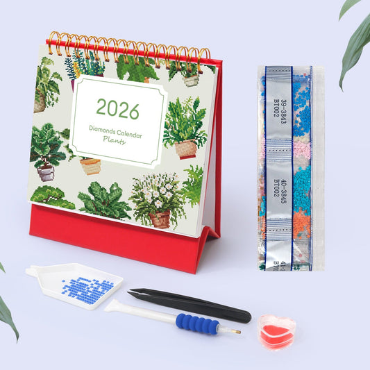 ColourMost™ 2026 Desk Calendar Series – Plants /Diamond Painting(17cm x 15cm)