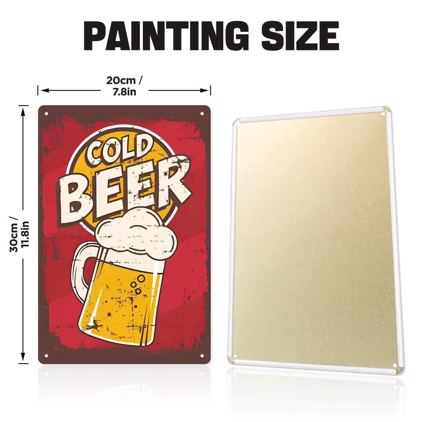 ColourMost™ Metal Bar/Posters Art Paint By Numbers- Cold Beer Classic  #06(20x30cm /7.8"x11.8"）
