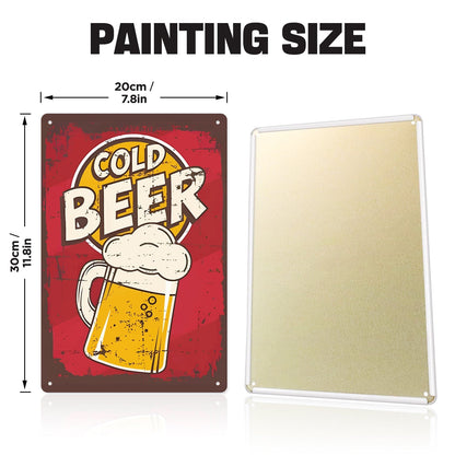 ColourMost™ Metal Bar/Posters Art Paint By Numbers- Cold Beer Classic  #06(20x30cm /7.8"x11.8"）