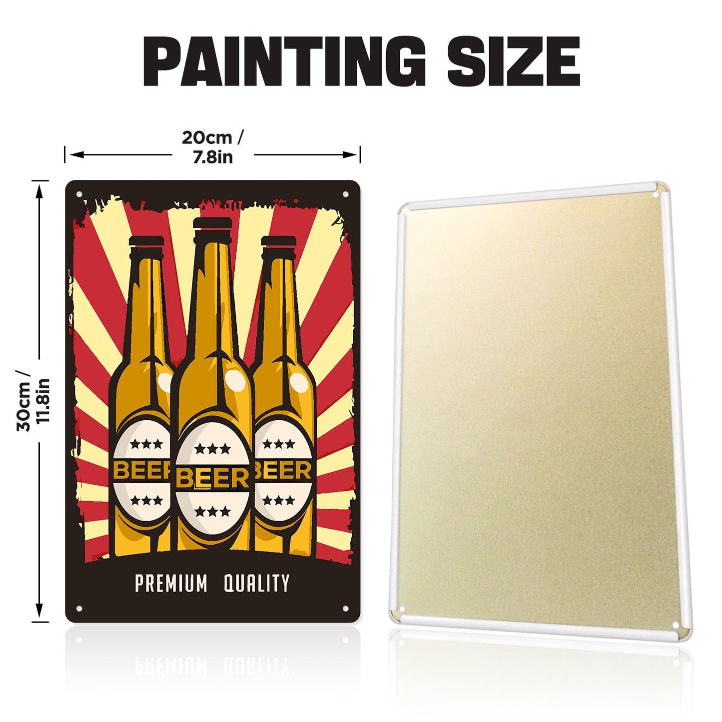 ColourMost™ Metal Bar/Posters Art Paint By Numbers- Premium Beer Trio #2 (20x30cm /7.8"x11.8"）