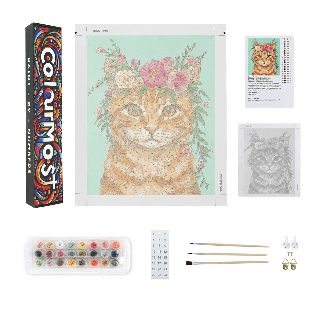 Tuxedo | "Blooming Pets" Original Paint by Numbers (16"x20" / 40x50cm)