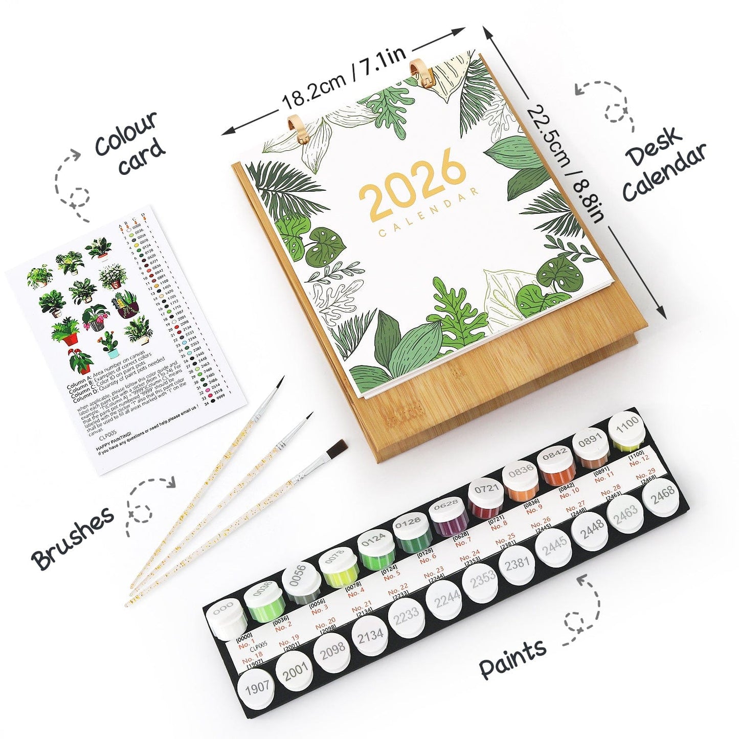 ColourMost™ 2026 Desk Calendar Series –  Plants /Paint by Numbers(18.2cm x 22.5cm)