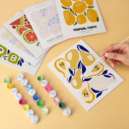 Mini Paint by Numbers Kit – Fruity Vibes | 6 Canvas Panels