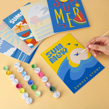 Mini Paint by Numbers Kit - Endless Summer ｜6 Canvas Panels