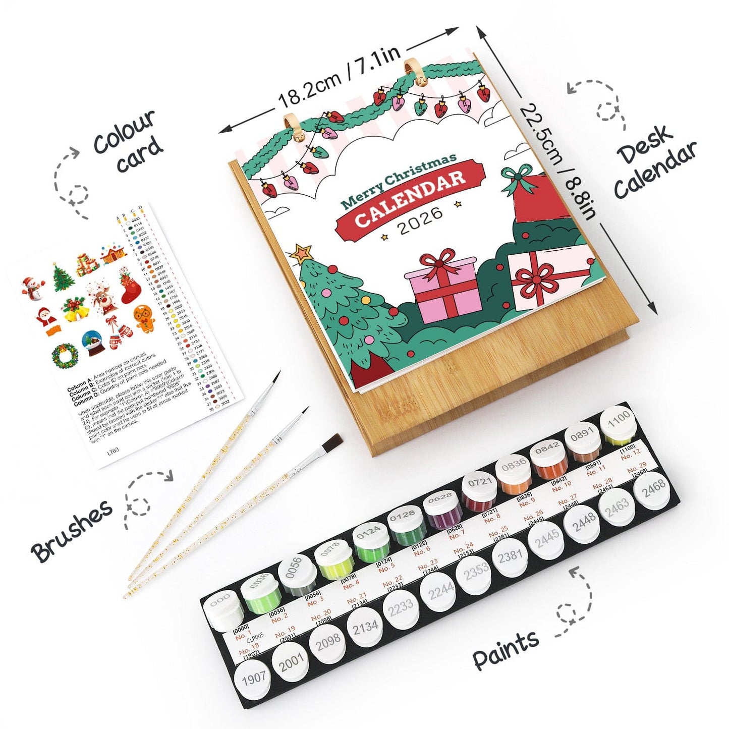 ColourMost™ 2026 Desk Calendar Series –  Christmas theme /Paint by Numbers(18.2cm x 22.5cm)