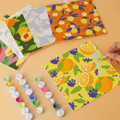 Mini Paint by Numbers Kit - Fruitful Blooms ｜6 Canvas Panels