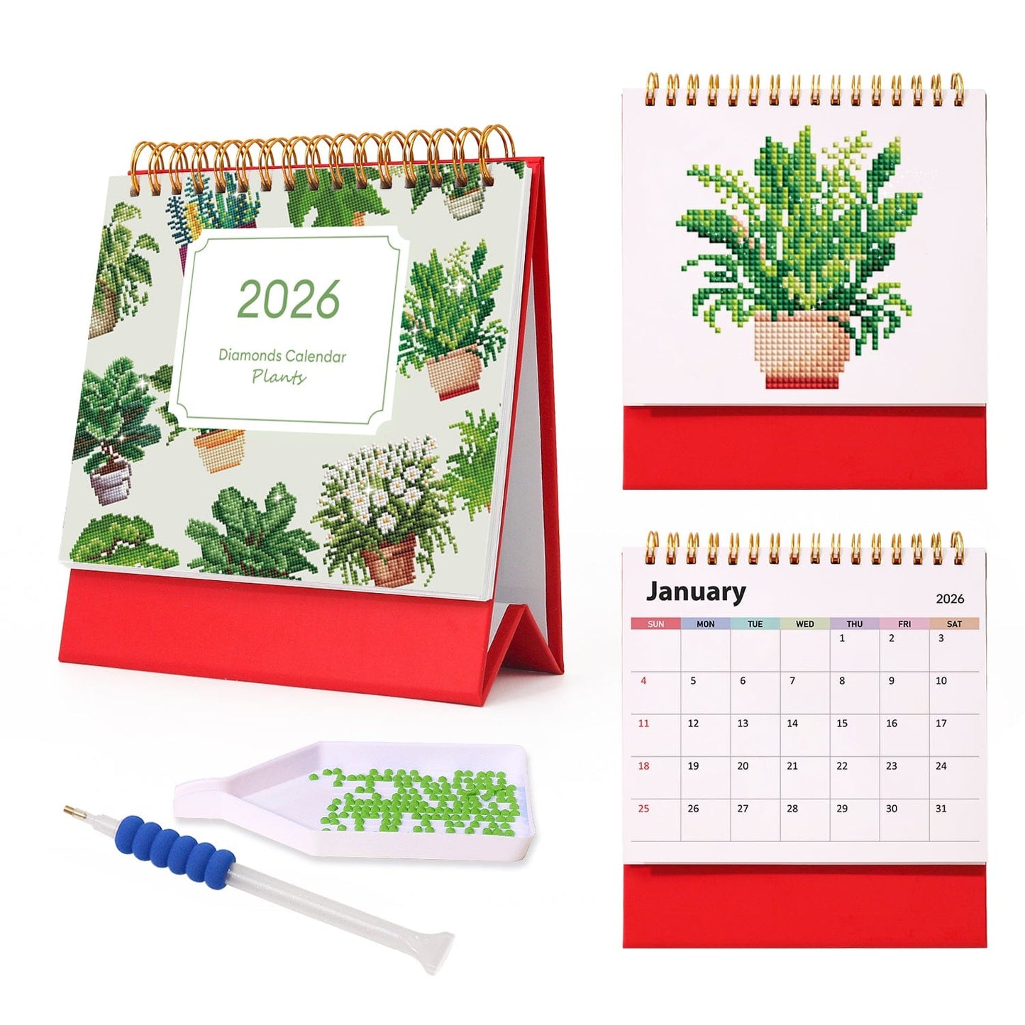 ColourMost™ 2026 Desk Calendar Series – Plants /Diamond Painting(17cm x 15cm)