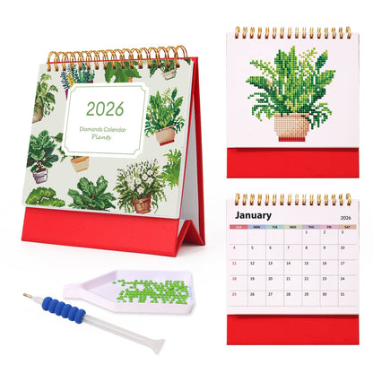 ColourMost™ 2026 Desk Calendar Series – Plants /Diamond Painting(17cm x 15cm)