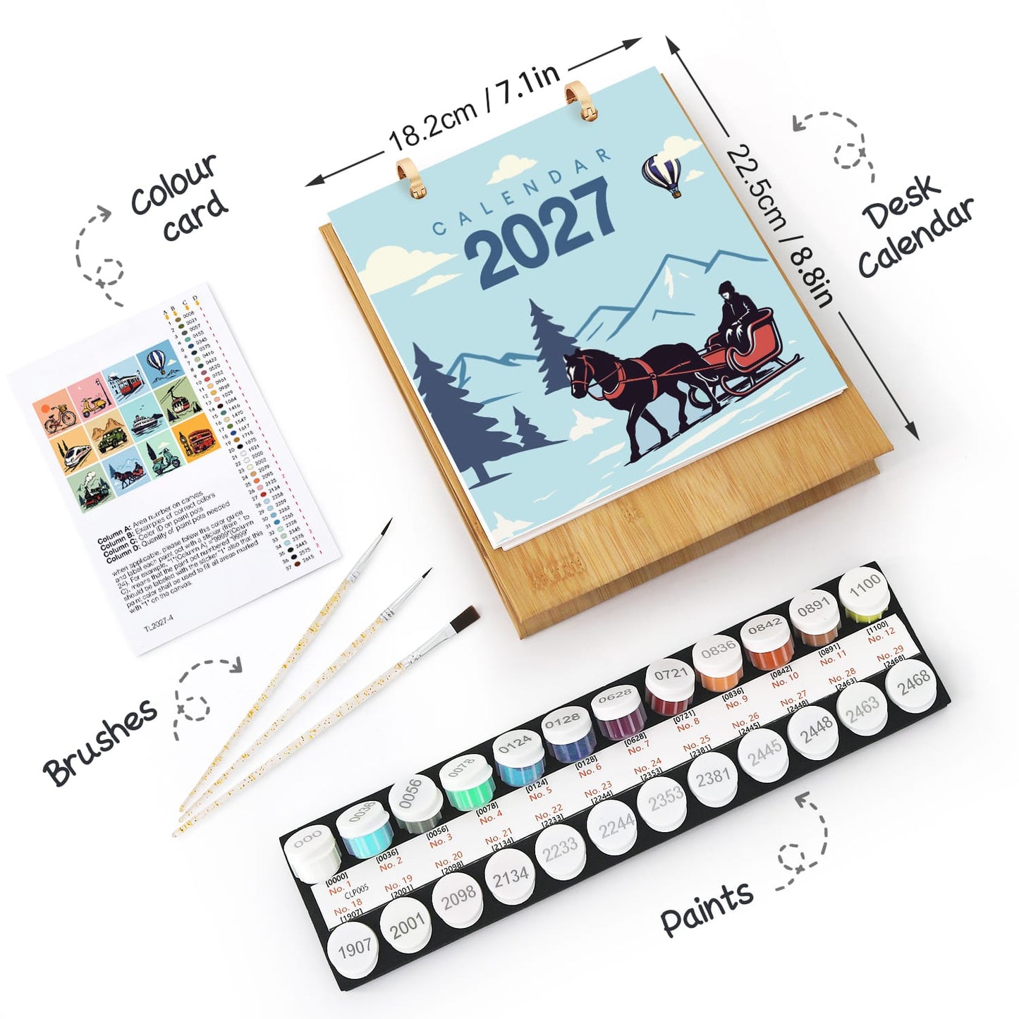 ColourMost™ 2027 Desk Calendar Series –  On the Move /Paint by Numbers(18.2cm x 22.5cm)