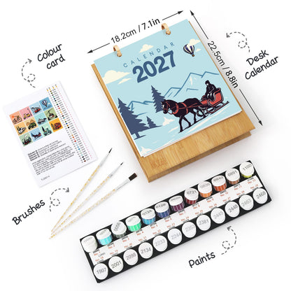 ColourMost™ 2027 Desk Calendar Series –  On the Move /Paint by Numbers(18.2cm x 22.5cm)