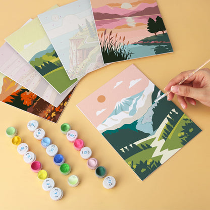 Mini Paint by Numbers Kit - Wander & Wonder ｜6 Canvas Panels