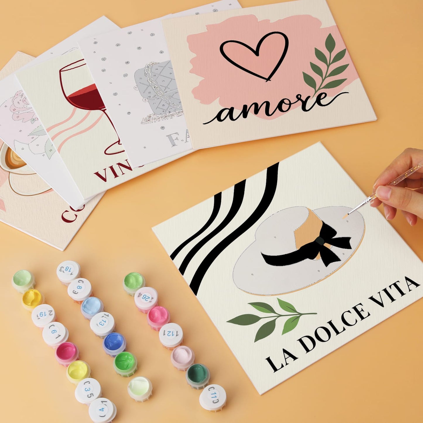 Mini Paint by Numbers Kit - Chic Moments ｜6 Canvas Panels