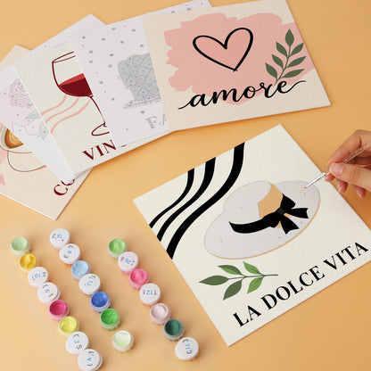 Mini Paint by Numbers Kit - Chic Moments ｜6 Canvas Panels