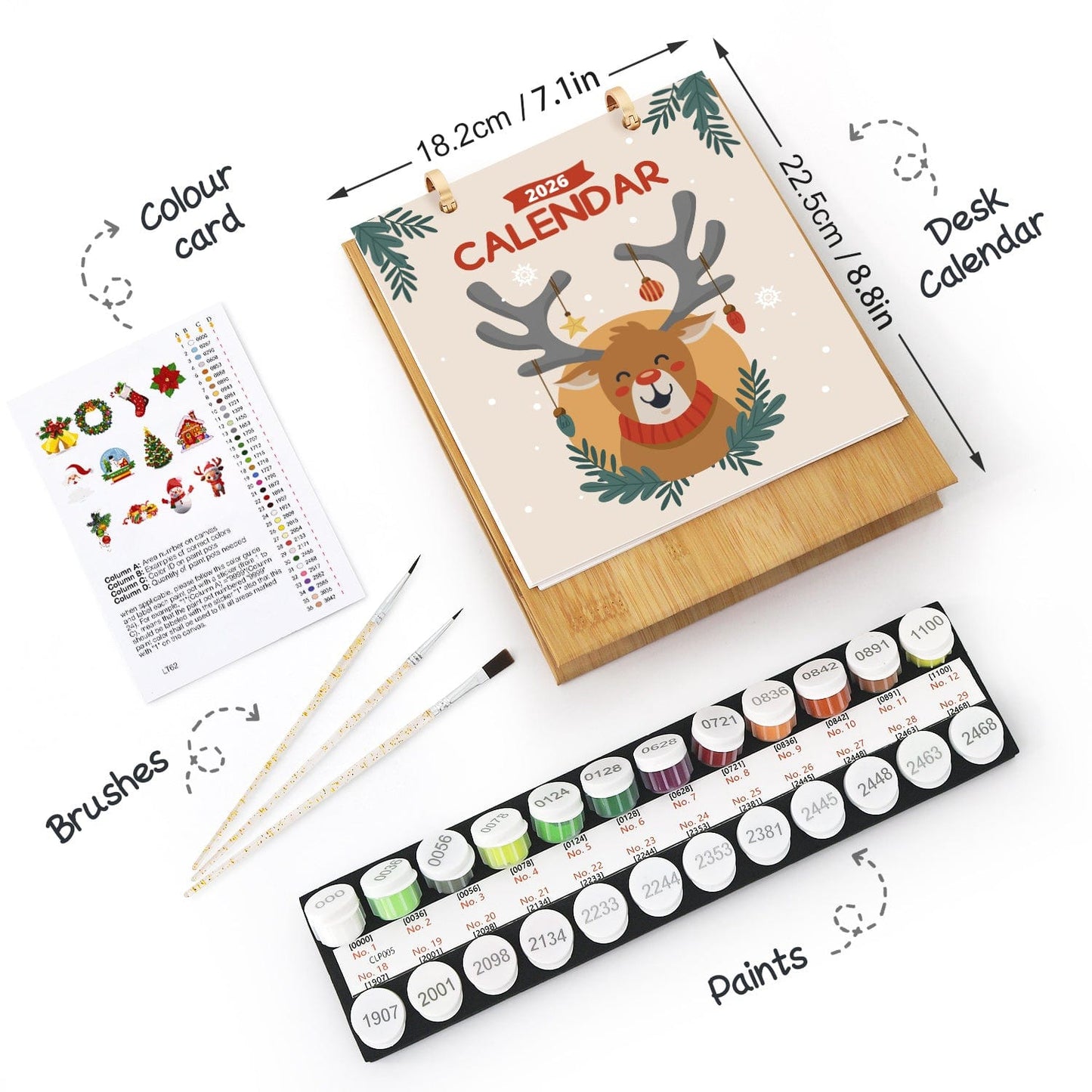 ColourMost™ 2026 Desk Calendar Series –  Christmas Carnival /Paint by Numbers(18.2cm x 22.5cm)
