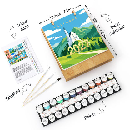 ColourMost™ 2027 Desk Calendar Series –  Wanderlust /Paint by Numbers(18.2cm x 22.5cm)