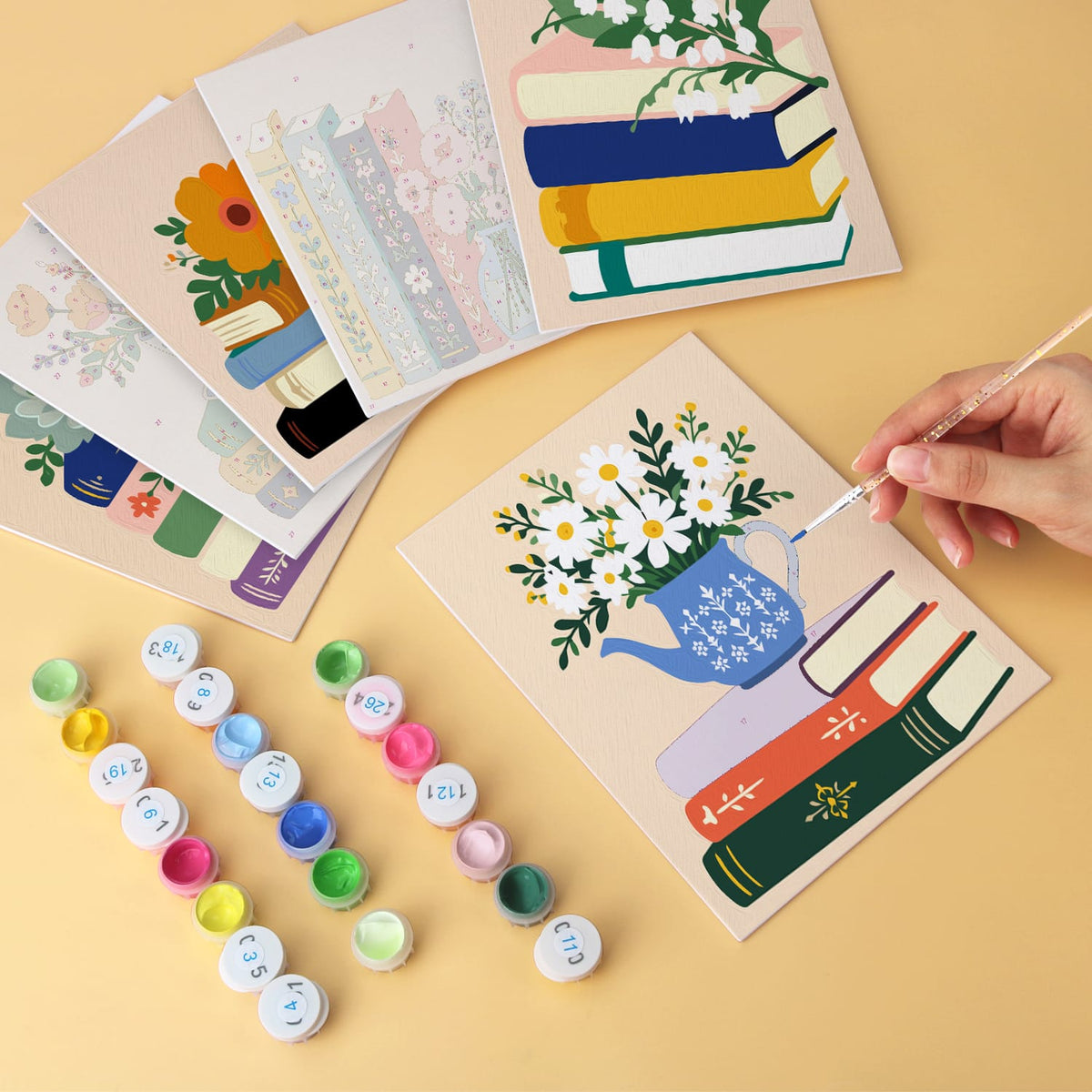 Mini Paint by Numbers Kit – Bloom & Books | 6 Canvas Panels