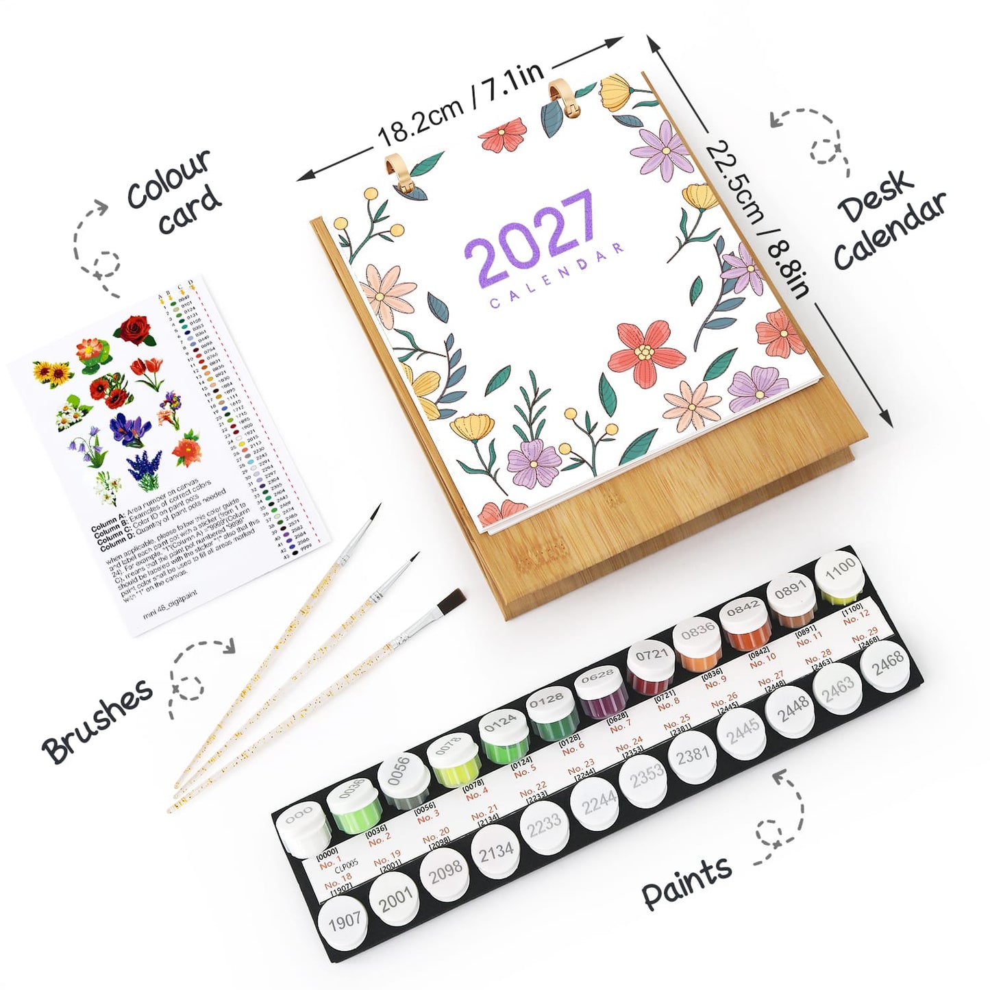 ColourMost™ 2027 Desk Calendar Series –  Flowers /Paint by Numbers(18.2cm x 22.5cm)