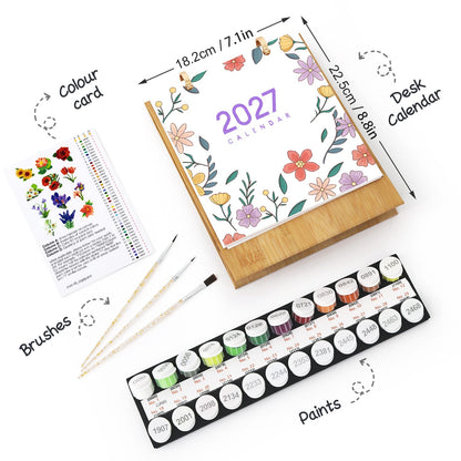 ColourMost™ 2027 Desk Calendar Series –  Flowers /Paint by Numbers(18.2cm x 22.5cm)