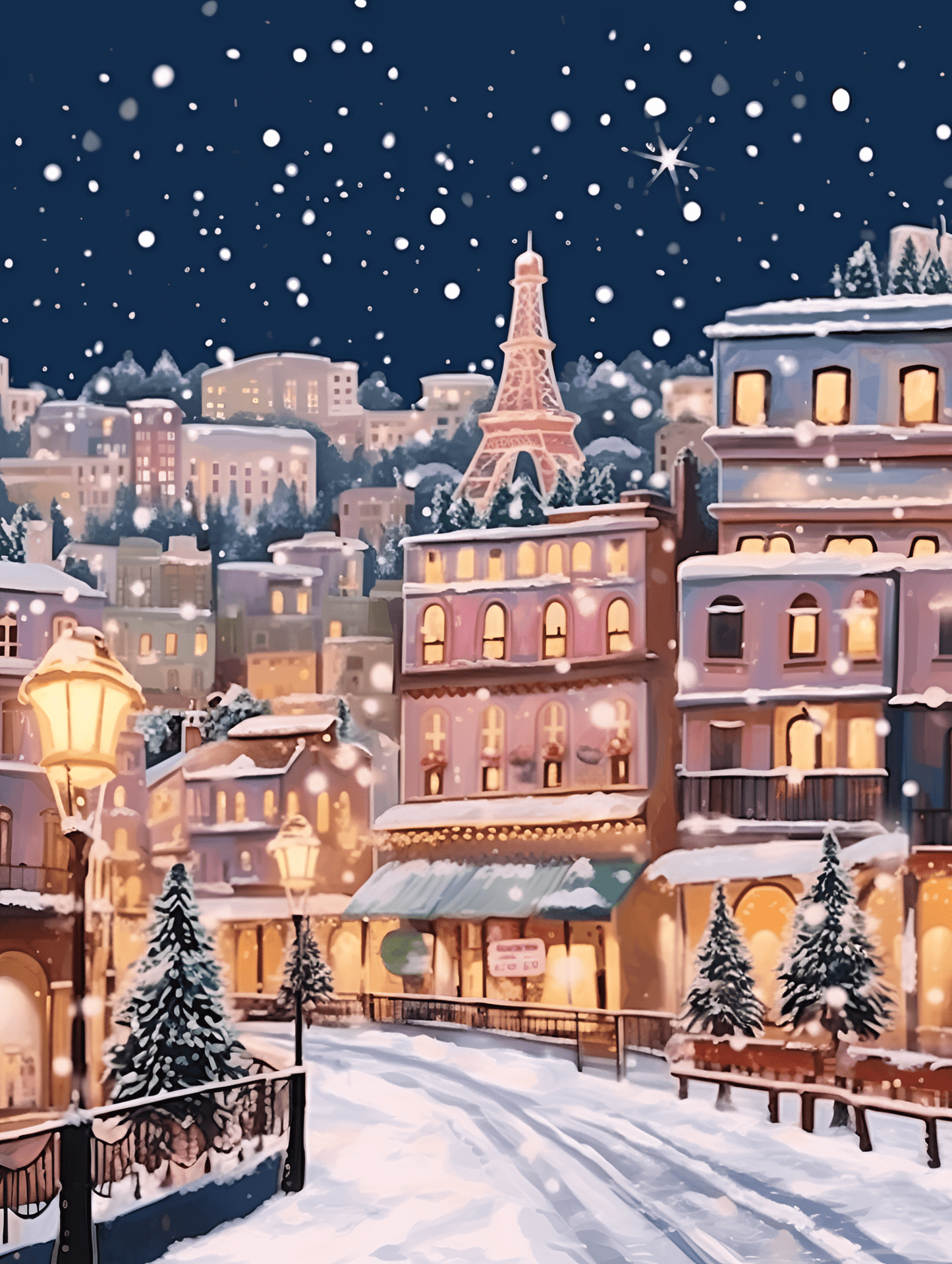 "Christmas Nights" by ColourMost™ | Paris #02 | Original Paint by Numbers