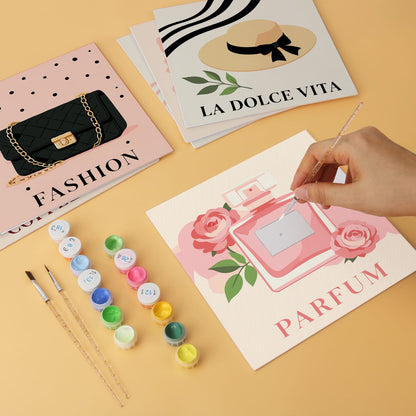Mini Paint by Numbers Kit - Chic Moments ｜6 Canvas Panels