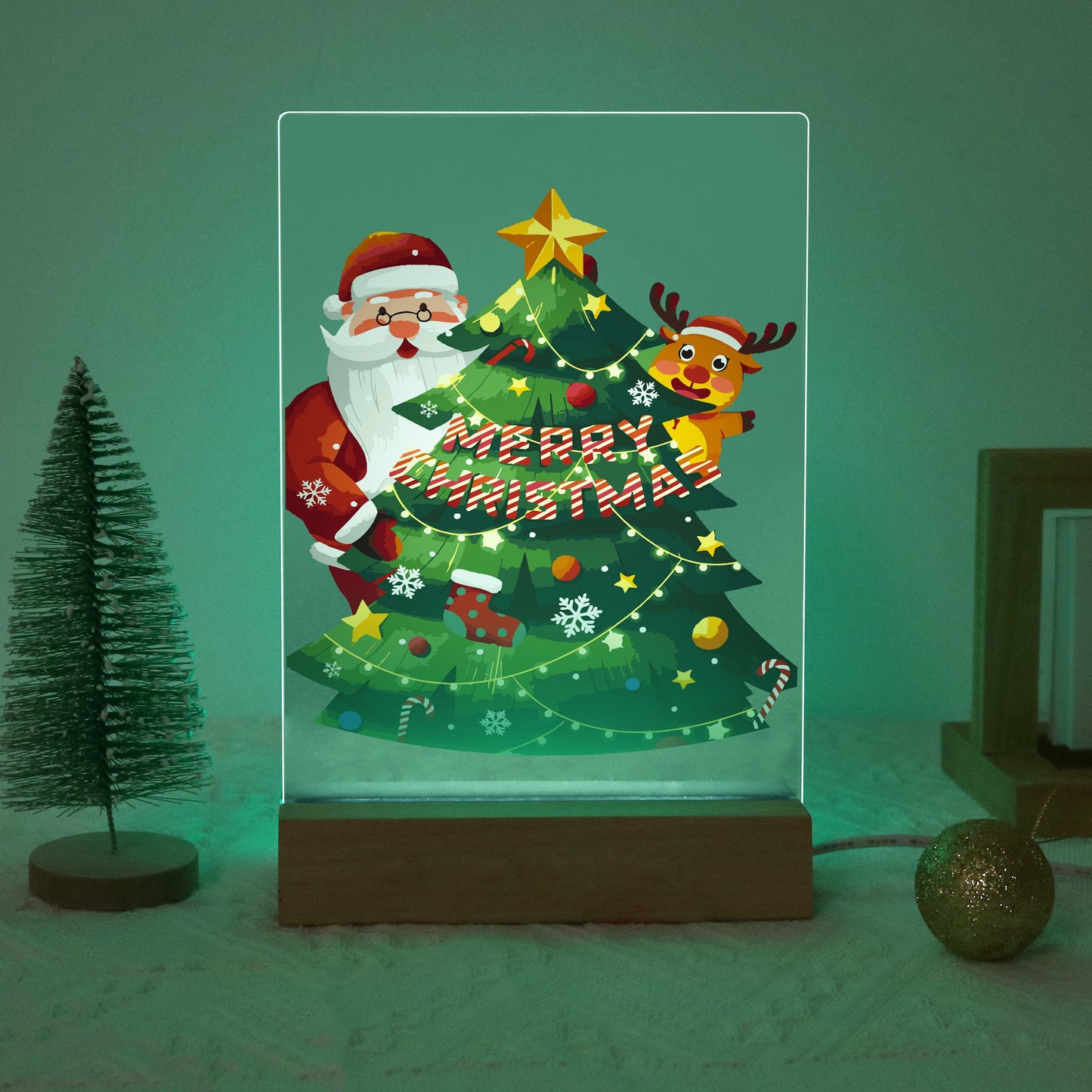 ColourMost™ LED Paint by Numbers Series #04: 'Santa & Reindeer Christmas Tree' (6"x8" / 15x20cm)