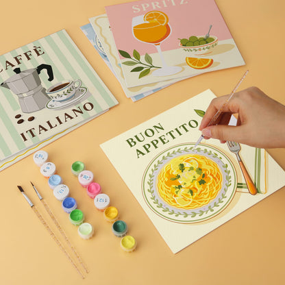 Mini Paint by Numbers Kit - La Dolce Vita ｜6 Canvas Panels