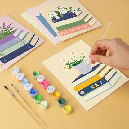 Mini Paint by Numbers Kit - Quiet Blooms ｜6 Canvas Panels
