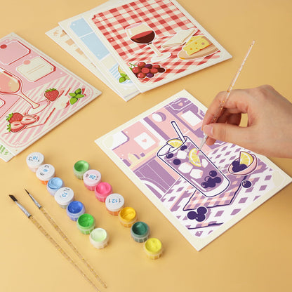 Mini Paint by Numbers Kit - Sip & Chill ｜6 Canvas Panels