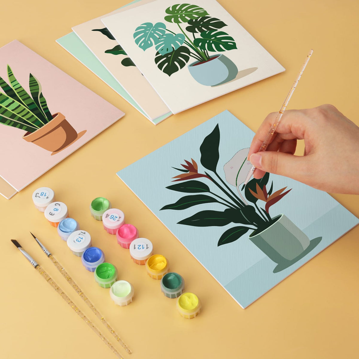 Mini Paint by Numbers Kit - Green Haven ｜6 Canvas Panels