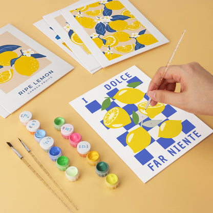 Mini Paint by Numbers Kit - Lemon Dolce ｜6 Canvas Panels