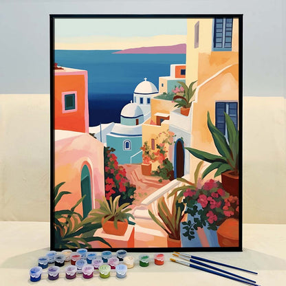 "Santorini, Greece" Series by ColourMost™ #06 - 'Rhapsody' | Original Paint by Numbers (16"x20" / 40x50cm) | Also ship to UK, CA, AU, and NZ