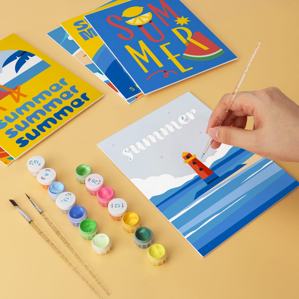 Mini Paint by Numbers Kit - Endless Summer ｜6 Canvas Panels