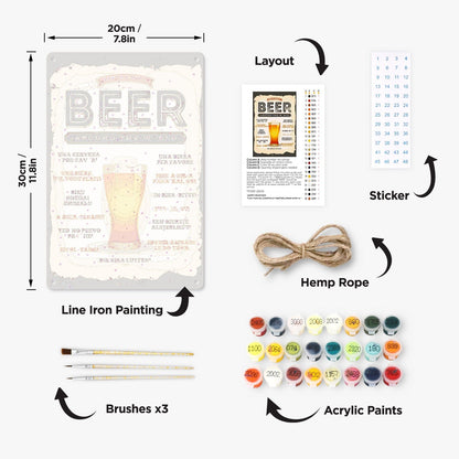 ColourMost™ Metal Bar/Posters Art Paint By Numbers- Beer Please! #01（20x30cm /7.8"x11.8"）