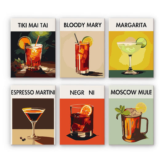 6 Mini Paintings – Cocktail Hour Set (5.9” x 7.9” / 15 x 20 cm)