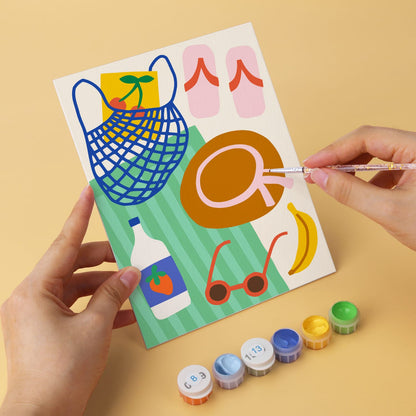 Mini Paint by Numbers Kit - Fruit & Fun ｜6 Canvas Panels
