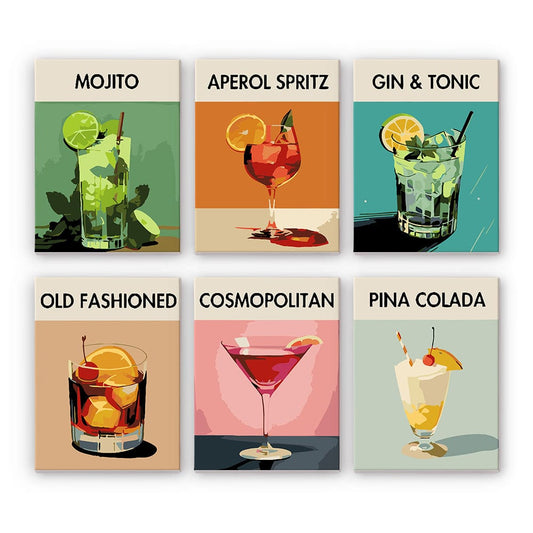 6 Mini Paintings - Cocktail Deluxe Set (5.9“ x 7.9" / 15 x 20 cm)