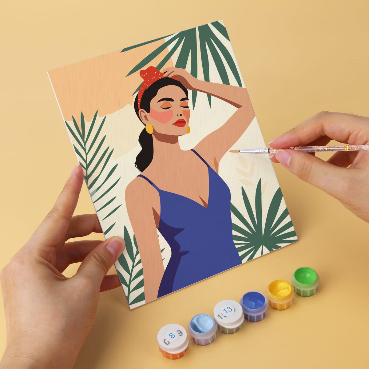 Mini Paint by Numbers Kit – Tropical Muse | 6 Canvas Panels