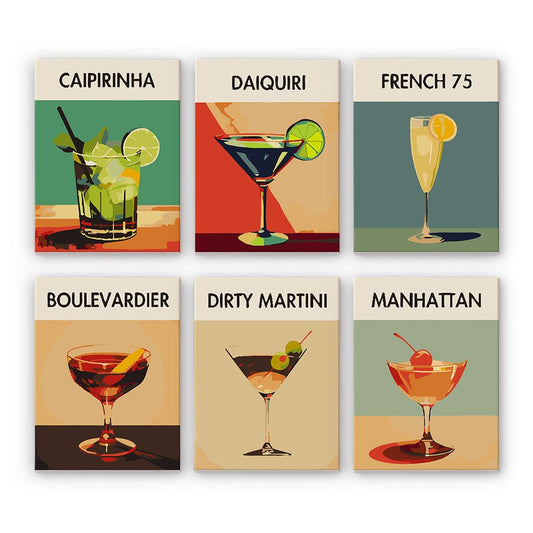 6 Mini Paintings – Signature Cocktails kit(5.9” x 7.9” / 15 x 20 cm)