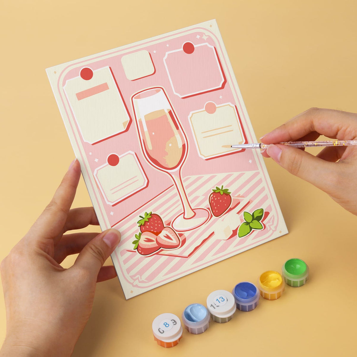 Mini Paint by Numbers Kit - Sip & Chill ｜6 Canvas Panels
