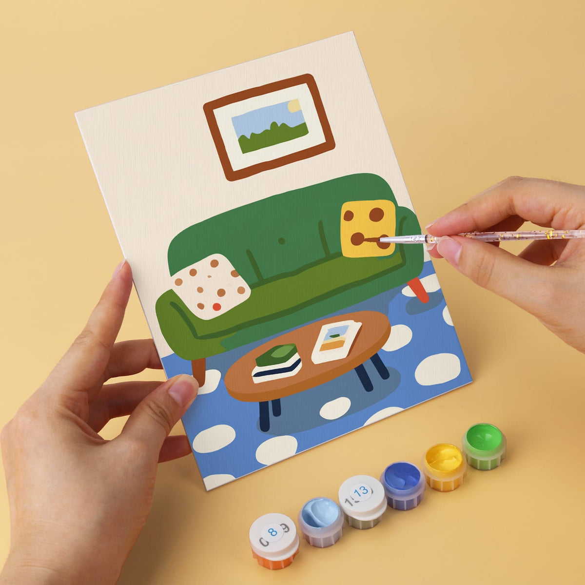 Mini Paint by Numbers Kit - Cozy Corners ｜6 Canvas Panels