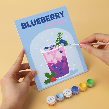 Mini Paint by Numbers Kit - Fruity Sips ｜6 Canvas Panels