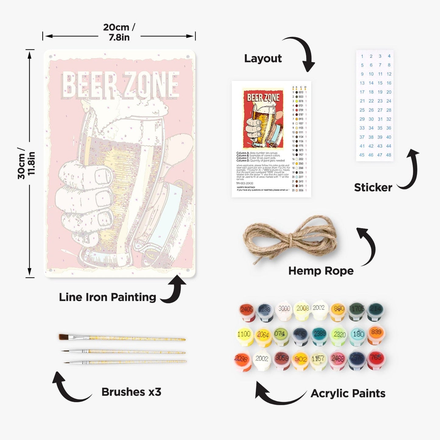 ColourMost™ Metal Bar/Posters Art Paint By Numbers- Beer Zone Cheers #03 (20x30cm /7.8"x11.8"）