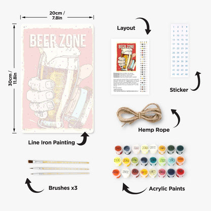 ColourMost™ Metal Bar/Posters Art Paint By Numbers- Beer Zone Cheers #03 (20x30cm /7.8"x11.8"）