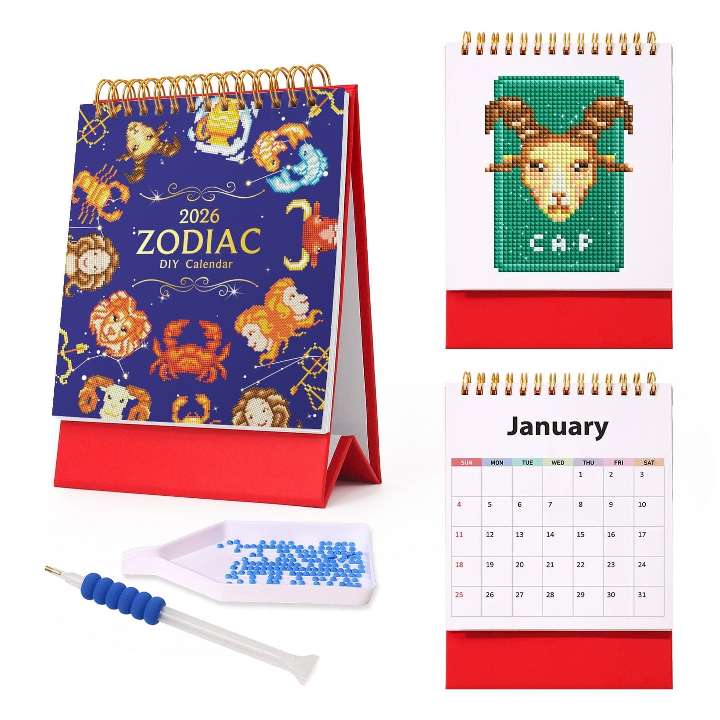 ColourMost™ 2026 Desk Calendar Series – Zodiac Spark /Diamond Painting(19cm x 13.2cm)