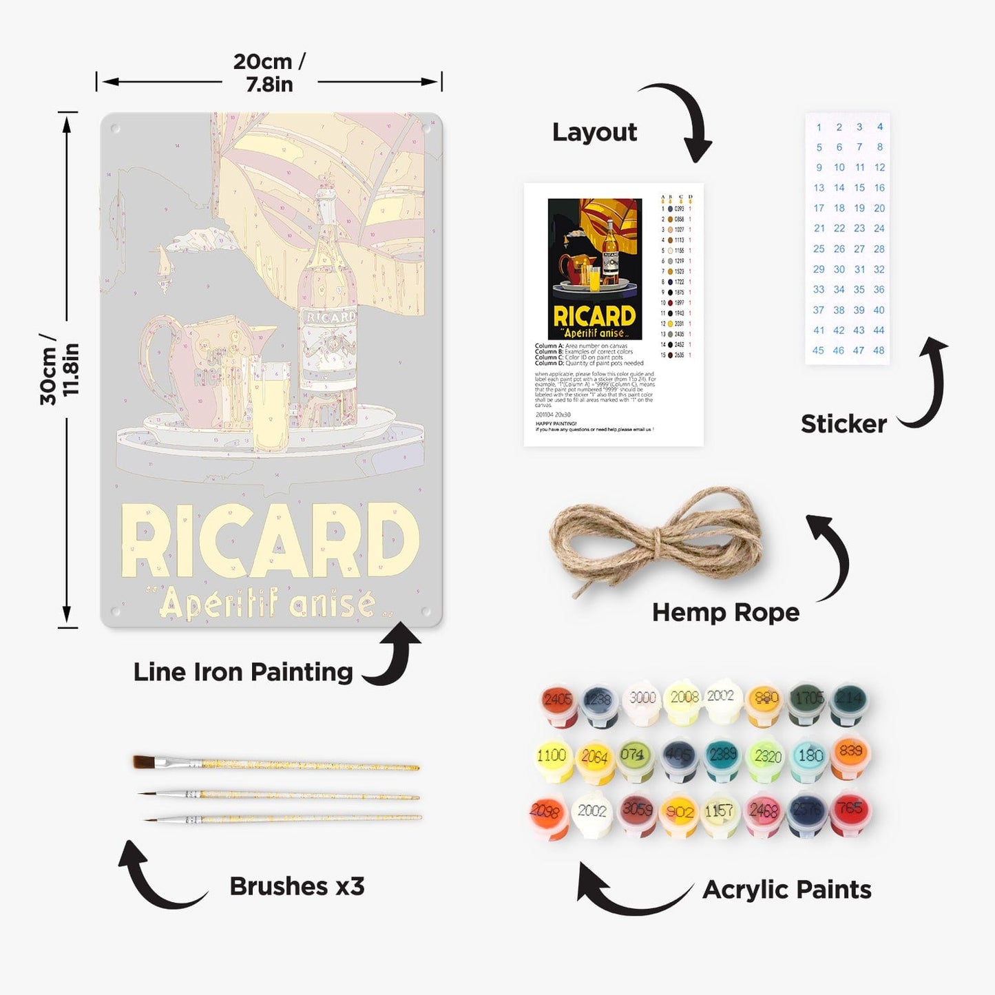 ColourMost™ Metal Bar/Posters Art Paint By Numbers- Ricard Moment #19 (20x30cm /7.8"x11.8"）
