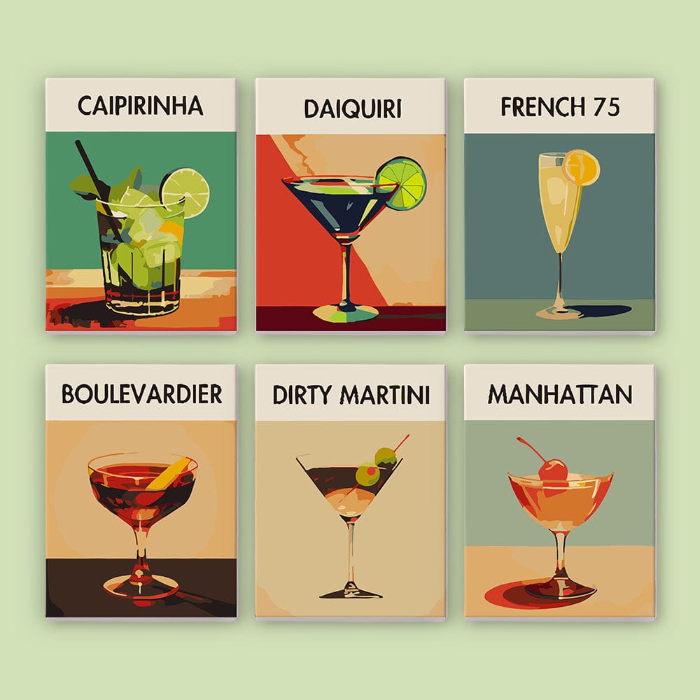 6 Mini Paintings – Signature Cocktails kit(5.9” x 7.9” / 15 x 20 cm)
